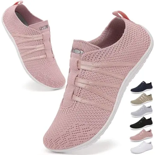 Wizshoe Damen & Herren Barfußschuhe, Sneakers & Laufschuhe, bequem, Sommer, rosa, 40EU