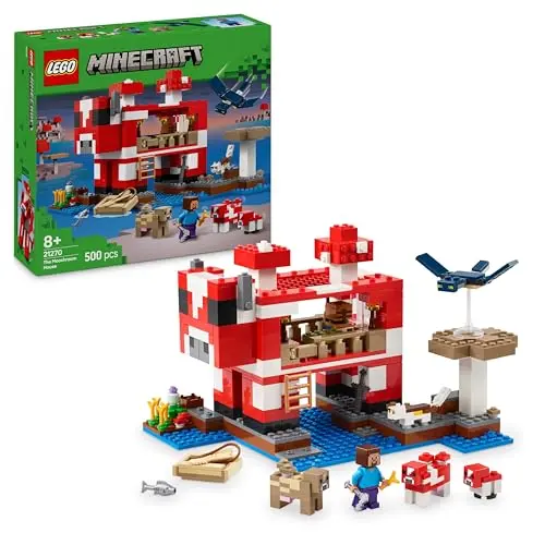 LEGO Minecraft Pilzkuh-Haus - Bauspielzeug mit Minifiguren Steve und Charakteren, Spielset ab 8 Jahren