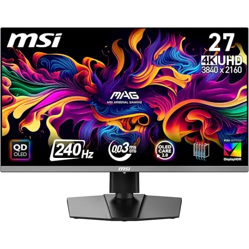 MSI MAG 272UP QD-OLED 27 Zoll 4K Gaming Monitor, 240Hz, AMD FreeSync, USB C, rahmenlos