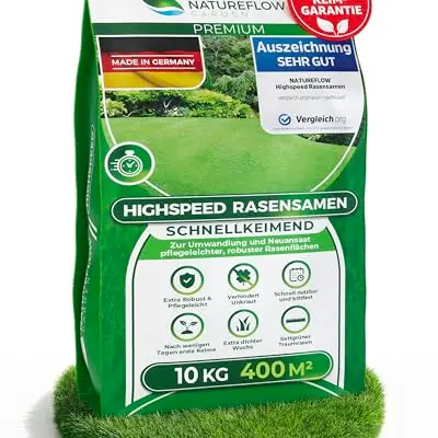 Schnellkeimende Rasensamen für Frühjahr – 10kg für 400qm – Perfekt für Rasen und Nachsaat