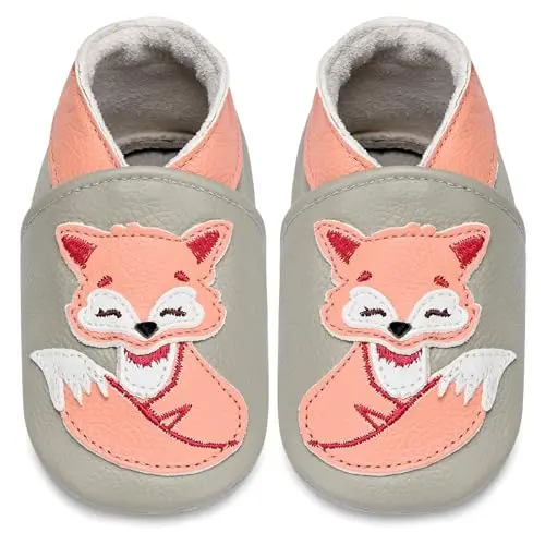 IceUnicorn Baby Krabbelschuhe G+Rosa Fuchs, 0-6 Monate