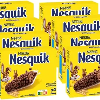 NESTLÉ NESQUIK Müsliriegel mit Vollkorn-Weizen & Kakao, 8er Pack (4 x 25g)