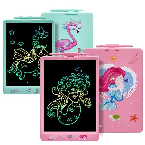 DYNASONIC 10 Zoll Farb-LCD-Schreibtablett für Kinder – Magnettafel zum Zeichnen, Lernspielzeug und Geschenk
