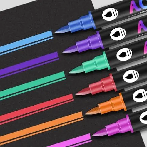 Byfoyif 72 Farben Acrylstifte Set - 36 Wasserfeste Dual Tip Marker für DIY Crafts auf Stoff, Leinwand, Glas, Holz und Papier