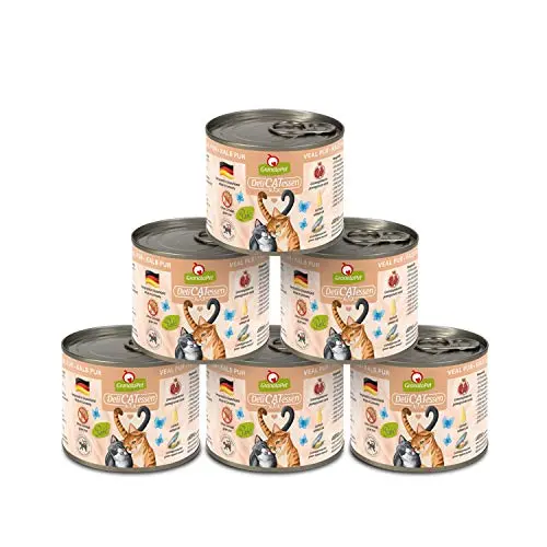 GranataPet DeliCatessen Kalb PUR, Getreidefreies Nassfutter für Katzen, 6 x 200 g