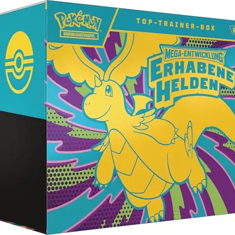 Pokémon Top-Trainer-Box Mega-Entwicklung: Erhabene Helden (1 Promokarte, 9 Boosterpacks & Zubehör)