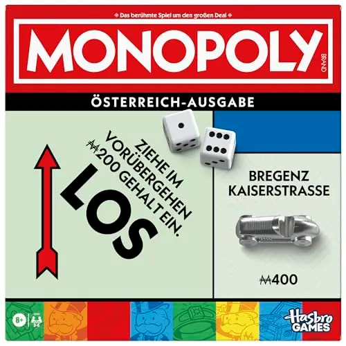 Monopoly Brettspiel mit Aufbewahrung und größeren Figuren - Deutsche Version