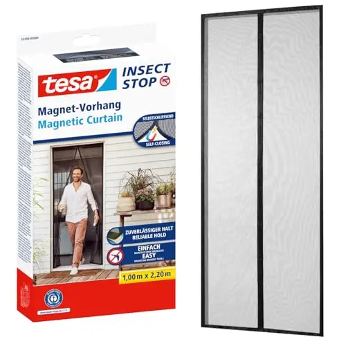 tesa INSECT STOP Magnetvorhang, selbstschließend, Insektenschutz, 2,2 m x 1,0 m, einfach zu montieren
