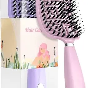 Sindax Bio Haarbürste Set aus 2 – Anti-Frizz Entwirrbürsten für glattes und lockiges Haar