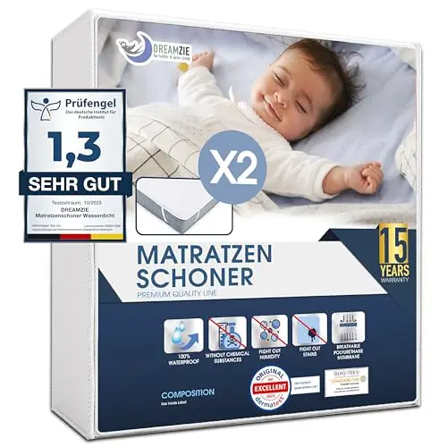 Wasserdichter Matratzenschoner 70x140 cm (2er-Set) - Oeko-TEX zertifiziert von Dreamzie