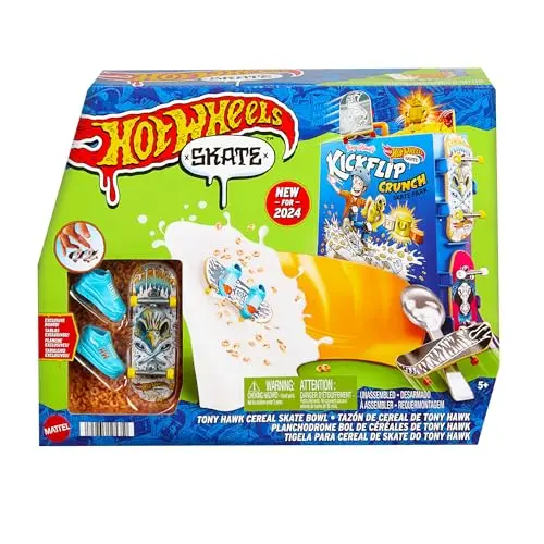 Hot Wheels Skate Tony Hawk Müslischalen-Set mit 1 Board und 1 Paar Skateschuhe, für bis zu 4 Boards und 4 Paar Schuhe