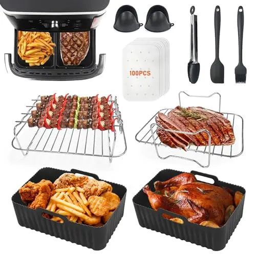 Heißluftfritteuse Zubehörset, 14-teiliges Air Fryer Zubehör für Ninja Foodi und viele Dual Zone Air Fryer