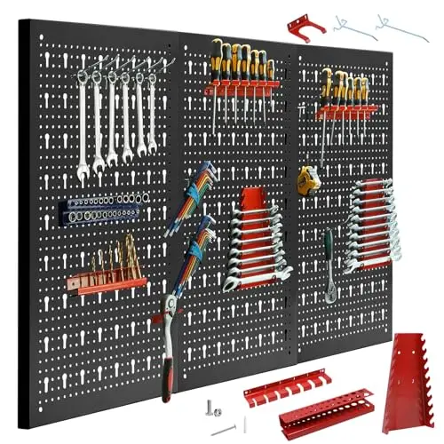CCLIFE Werkzeugwand Lochwand 120x60x2cm, 35-teilig, Erweiterbar, schwarz, inkl. Zubehör