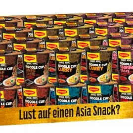 Maggi Magic Asia Noodle Cups, 6er Sortimentsbox, Instant-Nudeln im praktischen Becher, 48 Becher