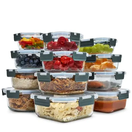 Uandu Glasbehälter mit Deckel – 12-teiliges Meal Prep Boxen Set, BPA-frei, spülmaschinen-, mikrowellen- und gefrierschrankgeeignet