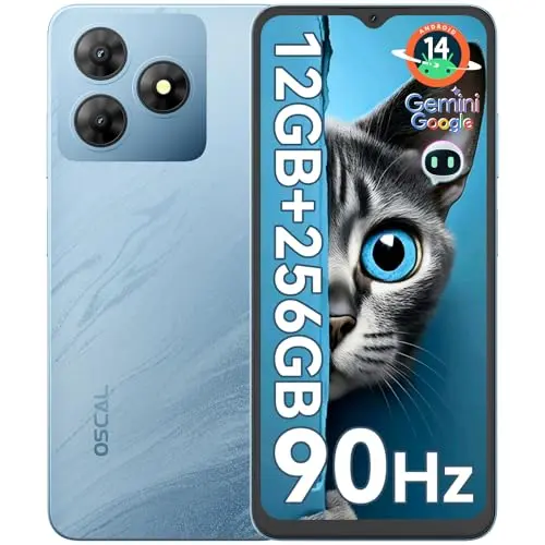 OSCAL Flat 2 Gemini AI Smartphone | Android 14, 12GB+256GB, 90Hz, 6.56'' HD+, Dual SIM, 13MP Kamera