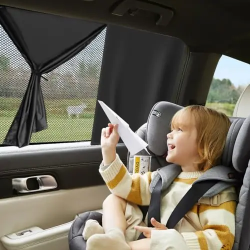 Gohytal 2 Stück Sonnenschutz für Auto - Magnetische Sonnenblende für Kinder mit UV-Schutz