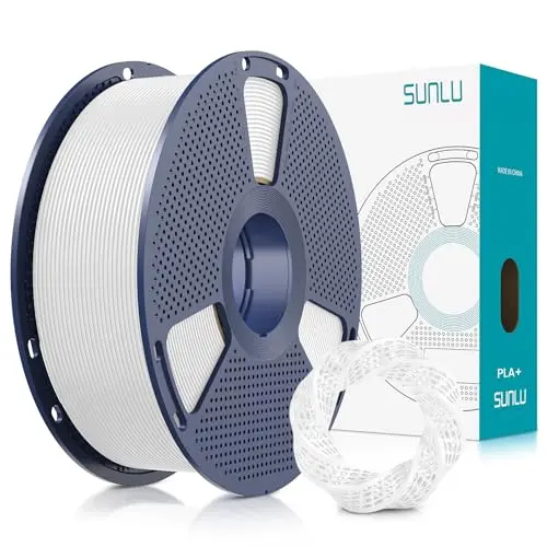 SUNLU PLA+ 1,75 mm 3D Druckerfilament, 1 kg, Weiß, robust, genau, NEATLY WOUND