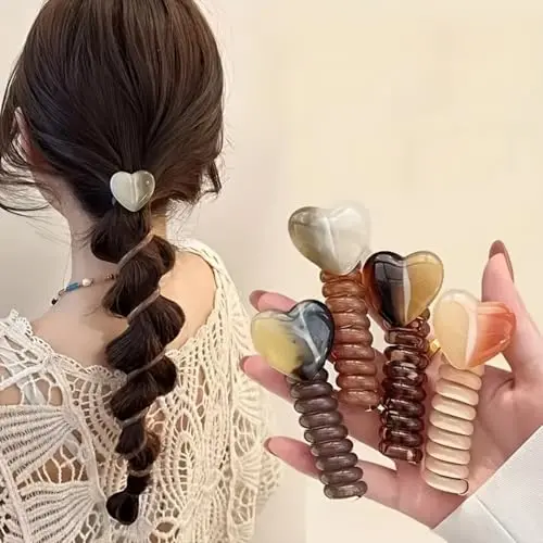 Spiral-Haarbänder für dickes Haar, Pferdeschwanz-Halter, 4 Stück