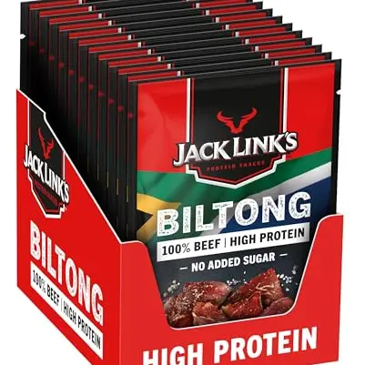 Jack Links Biltong Jerky Original – 12er Pack (12 x 40g) – Glutenfreier Protein Snack für Fitness und Outdoor