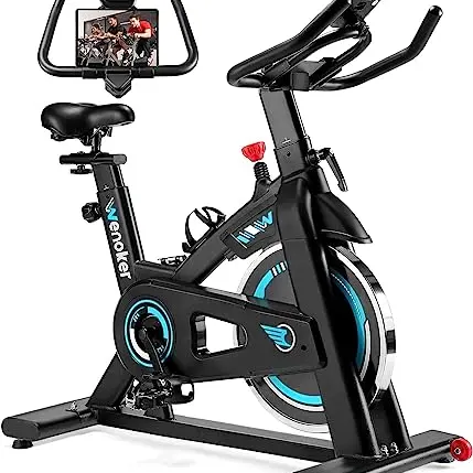 Wenoker Heimtrainer Fahrrad, Indoor Cycling Bike mit LCD-Monitor und Halterung, Fitnessbike für Zuhause, max. 140 kg