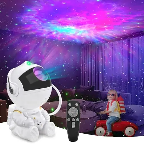 Sternenhimmel Projektor - LED Astronaut mit 8 Nebel- & 2 Sternmodi, Fernbedienung, 360° Rotation für Kinder & Erwachsene