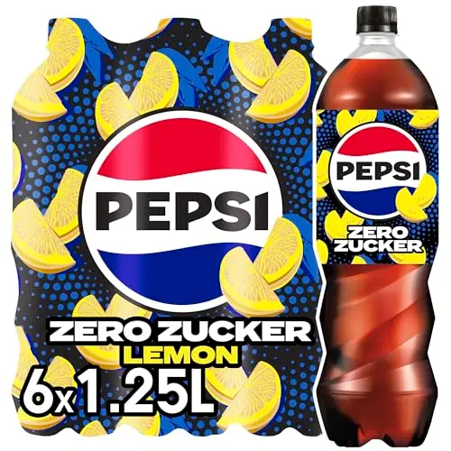 Pepsi Zero Zucker Lemon - Zückerfreies Erfrischungsgetränk mit Zitronengeschmack (6 x 1,25 l)