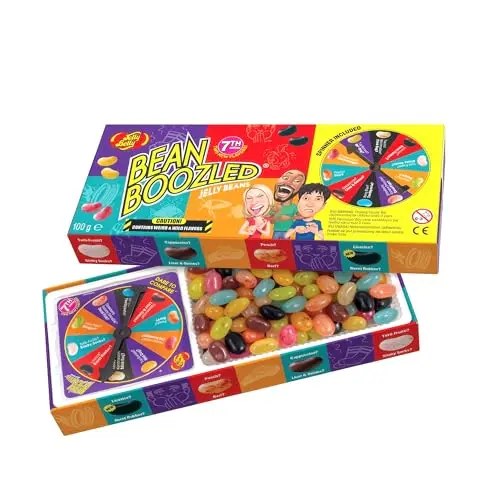 Jelly Belly Bean Boozled 100g - Spaßige Glücksrad-Süßigkeiten mit 7. Generation, 20 verrückte Sorten für Party, JGA & Spielabend