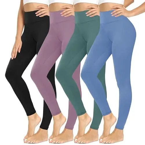 CAMPSNAIL Damen High Waist Leggings - Blickdicht, Elastisch, Bauchweg, Push Up für Yoga und Sport (One Size, Schwarz/Dunkelgrün/Hellblau/Lila)