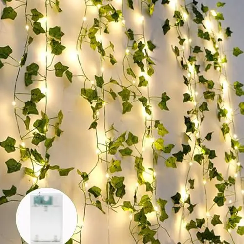 A.bigwhale Efeu Lichterkette 6m mit 60 LED - Künstliche Pflanzen Dekoration für Hochzeit und Party