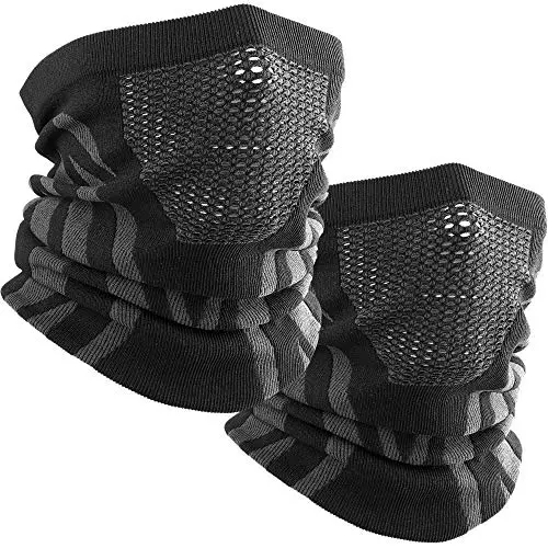 WTACTFUL 2er Set Schlauchschal Herren Halstuch Halswärmer für Motorrad Winter Laufen Skifahren Snowboarden Schwarz