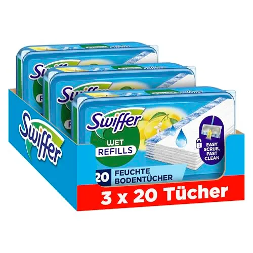 Swiffer Bodenwischer Nachfüllpackung, 60 Stück, mit Citrusfrische-Duft für schnelle Hartbodenreinigung