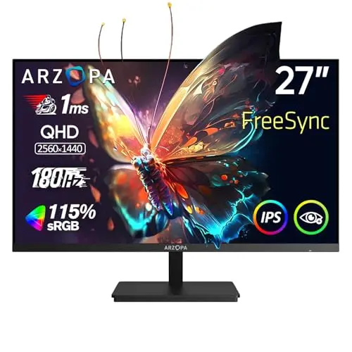 ARZOPA 27 Zoll Gaming Monitor 180Hz - 2K QHD, 115% sRGB, 1ms Reaktionszeit, VESA, Augenpflege