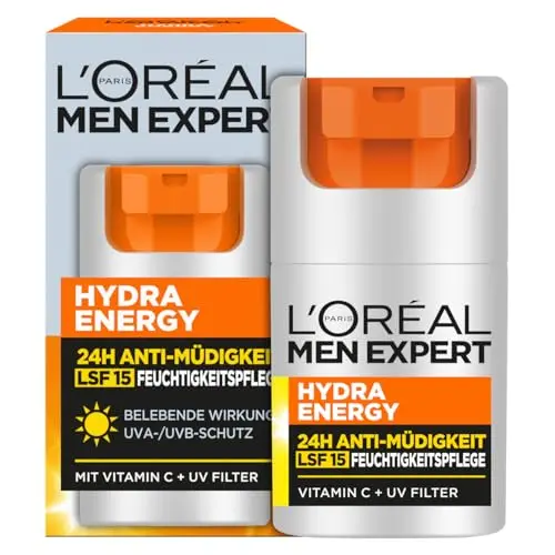 L'Oréal Men Expert Feuchtigkeitscreme 24H für Männer mit LSF 15 und Vitamin C, Hydra Energy, 50 ml