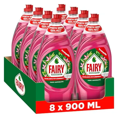 Fairy Ultra Konzentrat Pink Jasmine Geschirrspülmittel 8x900ml – kraftvolle Formel für sauberes Geschirr
