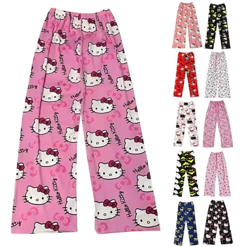 Damen Pyjama Hose - Weiche, bequeme Schlafanzug Hose für Frühling/Sommer, Kawaii Design