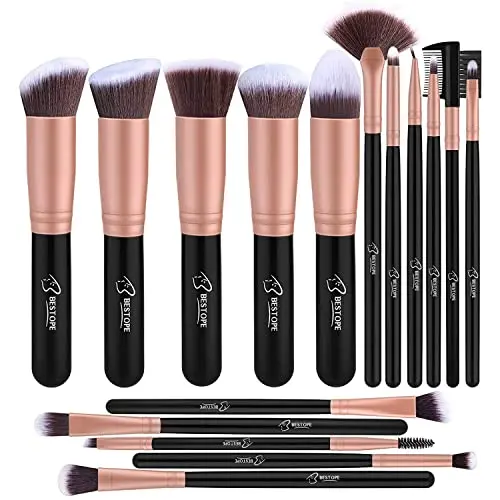 Rosa Gold Pinselset für Make-up – Professionelles Schminkpinsel Set mit Gesichtspinseln und Lidschattenpinseln