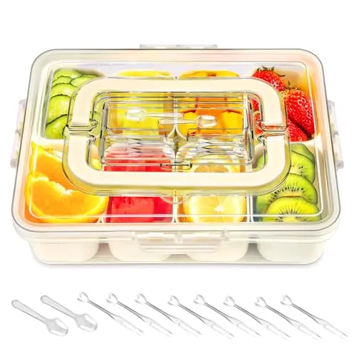 EOPUOZS Snackbox mit 8 Fächern, tragbare Snackbox für Süßigkeiten, Nüsse und Obst, ideal für Party und Picknick
