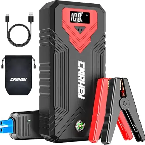 CARHEV Starthilfe Powerbank für Pkw bis 8,0L Benzin/Diesel mit USB Schnellladung und LED Taschenlampe
