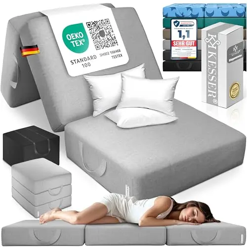 KESSER® Klappmatratze 90 x 200 cm - 3-fach faltbar, extra dick, atmungsaktiv, inkl. Tragetasche