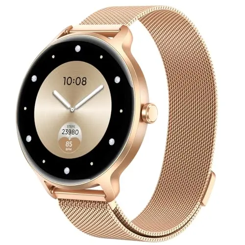 Damen Smartwatch 1.27" AMOLED, Fitnessuhr mit Telefon, Herzfrequenz- & Schlaftrackern, 120+ Sportmodi, IP68 wasserdicht, kompatibel mit Samsung, iOS & Android
