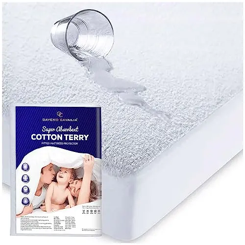 Wasserdichter Matratzen-Schoner aus Frottee, antiallergisch, Weiß, Doppelbett (140 x 190 cm)