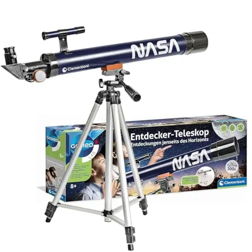 Clementoni Galileo Lab NASA Entdecker Teleskop für Kinder ab 8 Jahren, mit 300-facher Vergrößerung, Stativ und Okularen