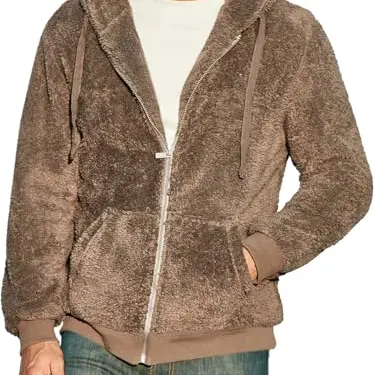 Runcati Herren Fleece Hoodie mit Reißverschluss - Braun, Größe L