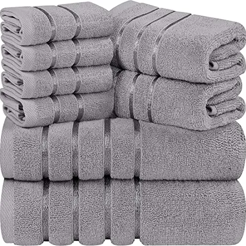 Utopia Handtuch-Set mit 8 Teilen - 2 Badetücher, 2 Handtücher, 4 Waschlappen (Kühl Grau)