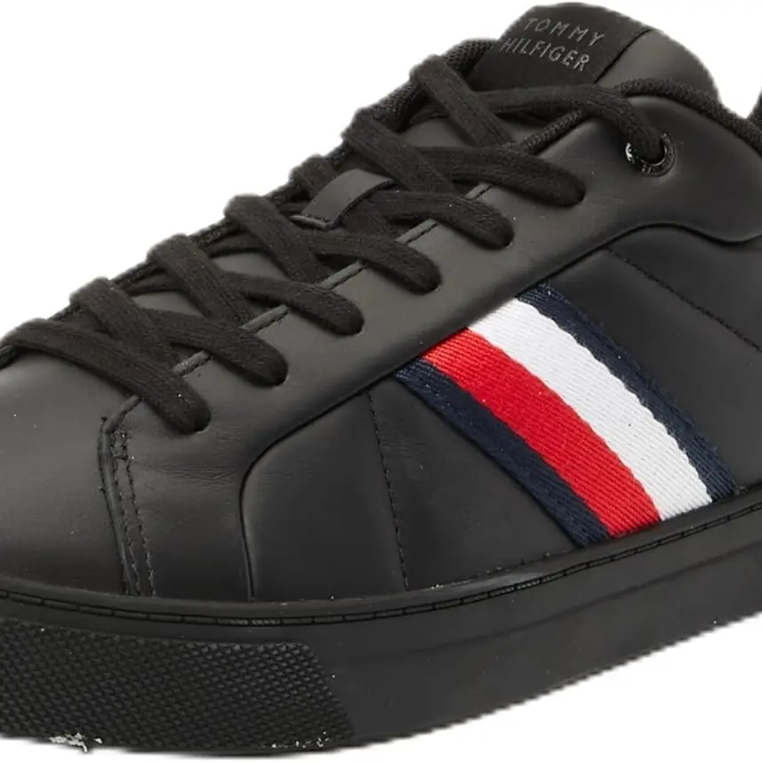 Tommy Hilfiger Herren Sneaker Icon Stripes Low Top, Schwarz, Größe 40