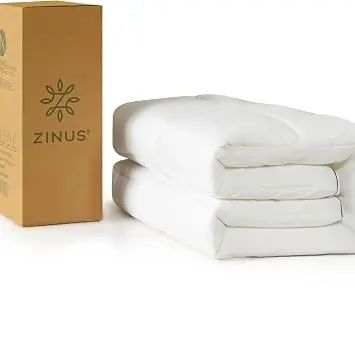Zinus Bamboo Matratzenauflage 140 x 200 cm - 5 cm dick, waschbar und hypoallergen, weiß