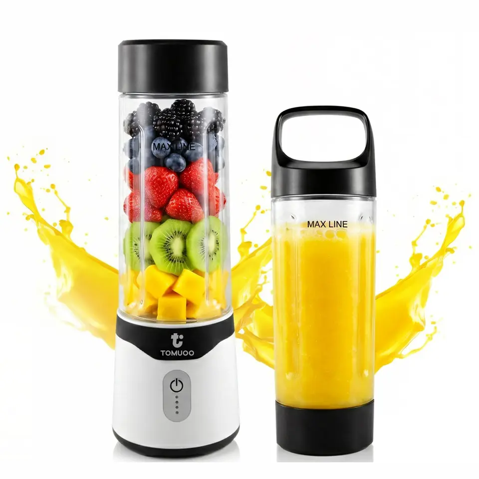 TOMUOO Tragbarer Mixer für Smoothies & Shakes 520ml Schwarz