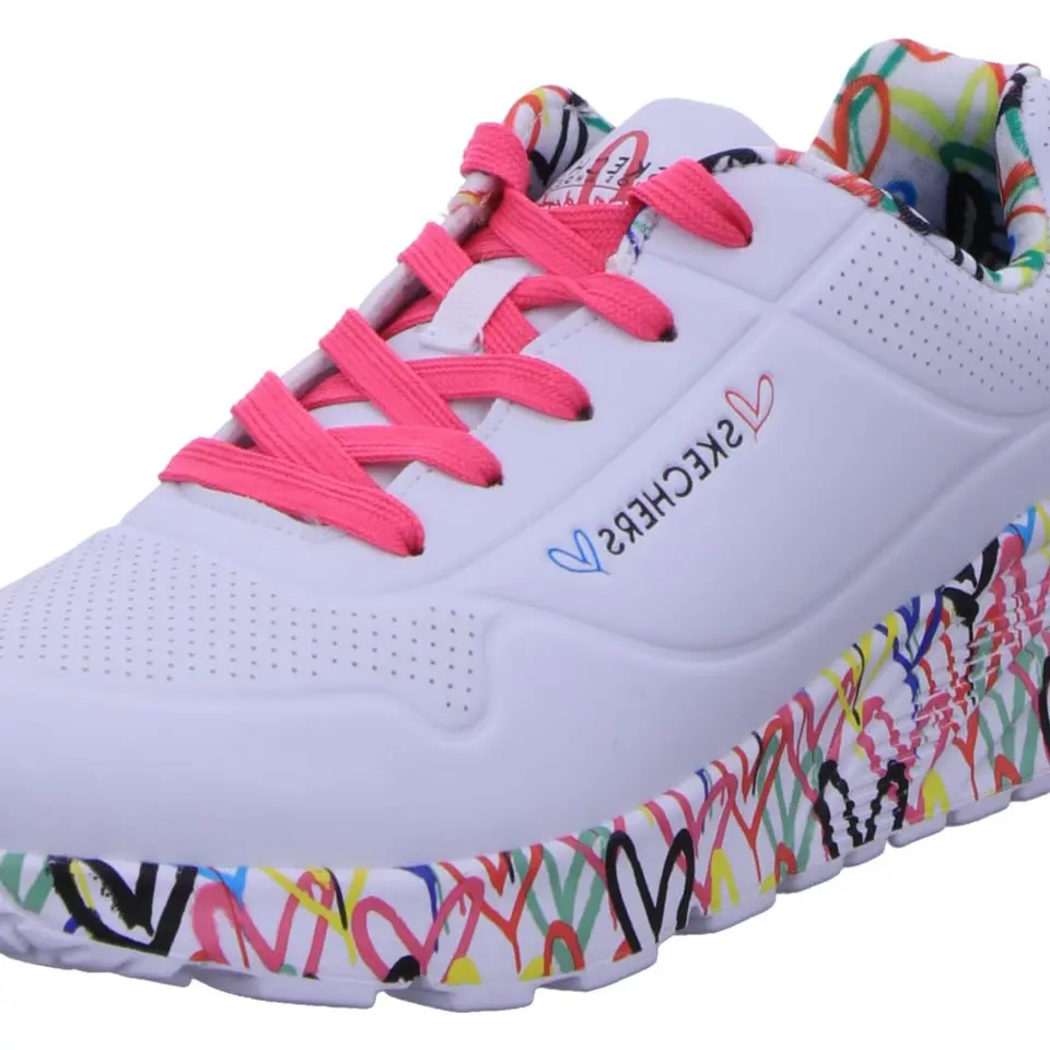 Skechers Mädchen Uno Lite Lovely Luv Sneaker, Weiß, Pink Akzent, Gr. 34 EU