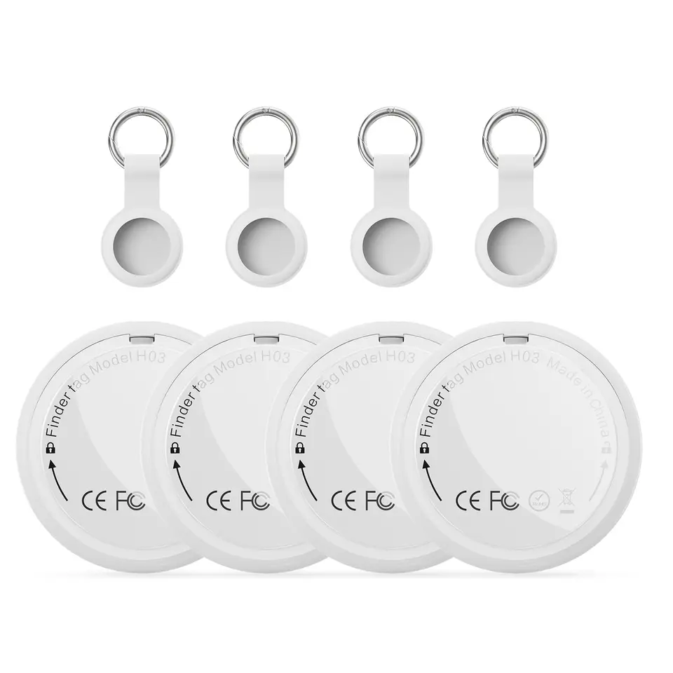 Smart Tracker Tag 4er-Set – GPS & Bluetooth Schlüsselfinder, wasserdicht, für Geldbörse, Gepäck & mehr, mit Schutzhülle & austauschbarer Batterie